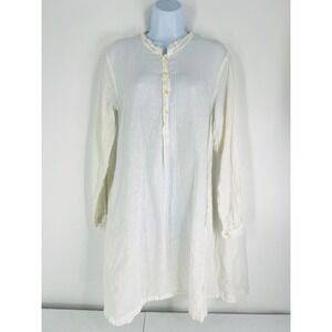 CP Shades White Linen Sheer Shirt Dress Medium M Coastal Casual Layering Tunic